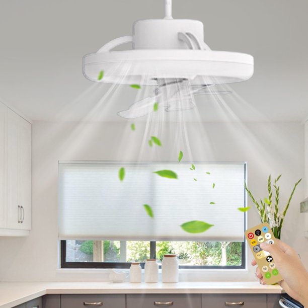 Mini Ventilador Lámpara de cabeza con ventilador, varilla de 0,5 m, 48W, portalámparas E27 con vibración de techo, 3 velocidades (+) Likrtyny Para estrenar