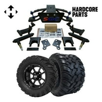 Hardcore Parts 6” Heavy Duty Double A-Arm Suspension Lift Kit for Club Car PRECEDENT Golf Cart (2004 ) with 12" Black 'Storm Trooper' Wheels and 22"x11"-12" DOT rated Mud-Terrain/All-Terrain tires