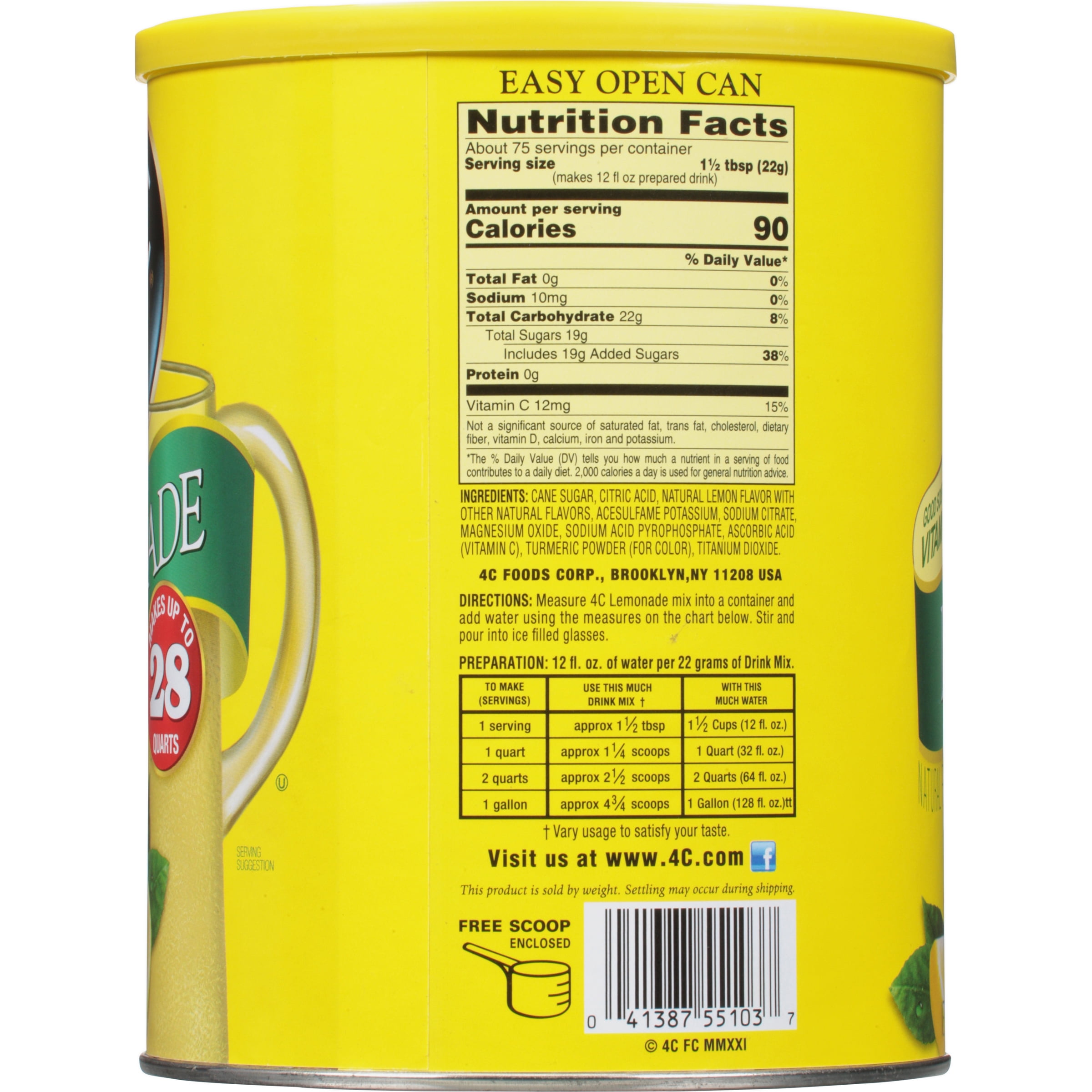 4C Lemonade Drink Mix, 63 Oz.