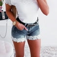 thumbnail image 2 of Puntoco Women Clearance Pants Slim Was Thin Elasticity Lace with Zipper Denim Shorts Blue, 2 of 9