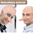 thumbnail image 3 of 4 Pcs Adult Halloween Costume Accessories Set, Latex Bald Head with Wig, Striped Scarf, Fake Long Nose, Role Play Party Cartoon Cosplay, 3 of 5