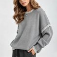 thumbnail image 5 of GILIGEGE Sweaters for Women Contrast Stitch Crew Neck Knit Sweater,Long Sleeve Drop Shoulder Loose Fit Pullover Jumper Soft Warm Casual Knitwear Top for Fall Winter Daily Wear Grey L, 5 of 8