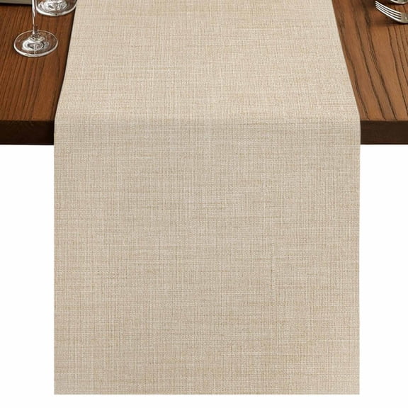 Vintage Cream 48 Inch Table Runner, Farmhouse Retro Beige Solid Color Farmhouse Dresser Scarf Cotton & Linen Tablerunner for Dining/Kitchen Island/Holiday Party Décor 13" x 48"