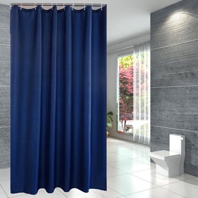 Cortina de ducha de tela de 180 x 180 cm, poliéster, antimoho, impermeable, color azul, lavable, con ganchos para baño o bañera.