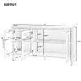 thumbnail image 5 of 58'' Sideboard Buffet Cabinet, Storage Cabinet with 3 Tempered Glass Doors and Adjustable Shelf, Wooden Console Table Sofa Table Coffee Bar Table for Living Room Dining Room Entrance, Black, 5 of 9
