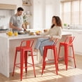 thumbnail image 2 of Devoko 30 Inch Metal Bar Stools Set of 4, Stackable Kitchen Island Bar Stools with Removable Back, Industrial Dining Chairs for Kitchen, Dining Room（Red）, 2 of 7