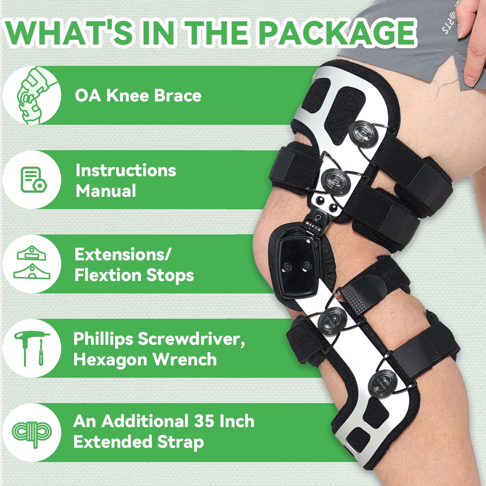 Orthomen OA Unloader Knee Brace Instability of Knee Joint or Ligament Injury & Protect Knee Joint after Knee Surgery (Silver, S/L)