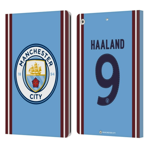 Manchester City Man City FC 2022/23 Players Home Kit Erling Haaland Leather Book Wallet Case Cover Compatible with Apple iPad 10.2 2019/2020/2021