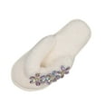 thumbnail image 2 of Viluyesy Womens Fuzzy Flip-Flops, Cozy Soft Sole Open Toe Floral Rhinestone Home Outdoor Slip-on Shoes White, 2 of 8