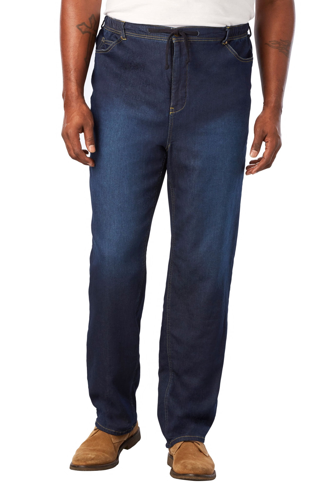 Kingsize Men's Big & Tall 5-Pocket Relaxed Fit Denim Sweatpants Jeans ...
