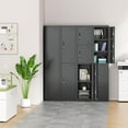 thumbnail image 5 of Metal Lockers for Employees, 3-Tier Storage Locker, Steel Locker Cabinet for School, Home, Gym, Office, Garage with Mirrors, Screwdriver, Gloves, Hooks, Unassembled, 5 of 16