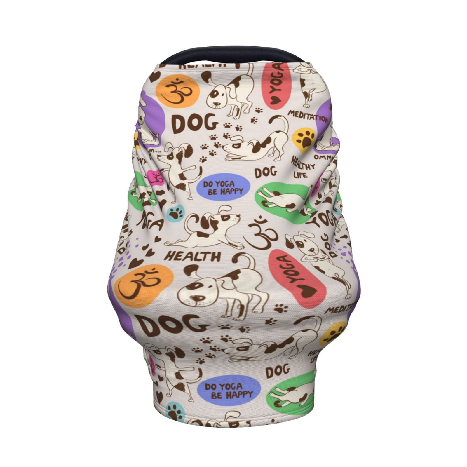 Fotbe Dog Doing Yoga Pattern Car Seat Covers for Babies, Nursing Breastfeeding Cover Infant Carseat Canopy, Soft Stretchy Carrier Cover