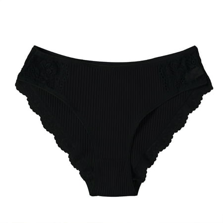 Panties for Women Solid Rib-knit Panty Women s Solid Underwear Soft Stretch Bikini Panties High Cut Panties Sexy Low Rise Hipster Cheeky QIPOPIQ Clearance