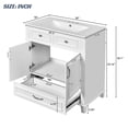 thumbnail image 3 of 30'' Bathroom Vanity with Ceramic Sink,Solid Wood Frame Bathroom Storage Cabinet with Soft Closing Doors,Retro Style, White, 3 of 22