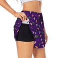 thumbnail image 3 of Lsque Purple Mardi Gras Printed Women's Running Shorts with Liner Pockets,Elastic Quick Dry Workout Athletic Gym Yoga Shorts,Womens High Waist Shorts-Small, 3 of 9
