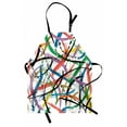 thumbnail image 1 of Art Abstract Apron, Contemporary Novelty Art with Irregular Jumble Colorful Line Strokes, Unisex Kitchen Bib with Adjustable Neck for Cooking Gardening, Adult Size, Multicolor, by Ambesonne, 1 of 4
