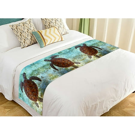 ZKGK Sea Turtle Bed Runner Bedding Scarf Bedding Decor 20x95