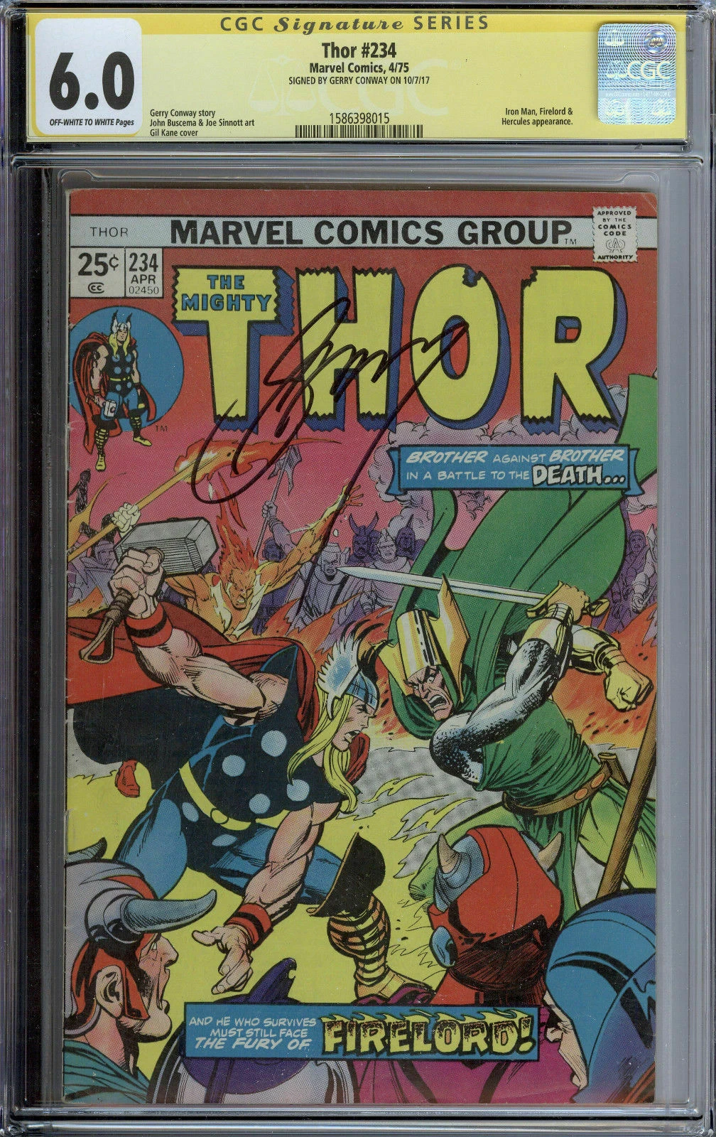 The Mighty Thor #234 Signed by Gerry Conway CGC 6.0