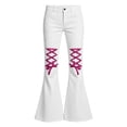 thumbnail image 4 of Tfken Children Soft Lightweight Pants Daily School Wear Girls Denim Flare Pants With Pockets Fashion Adjustable Tie Kids Breathable Clothes Size 13-14 Years White, 4 of 4