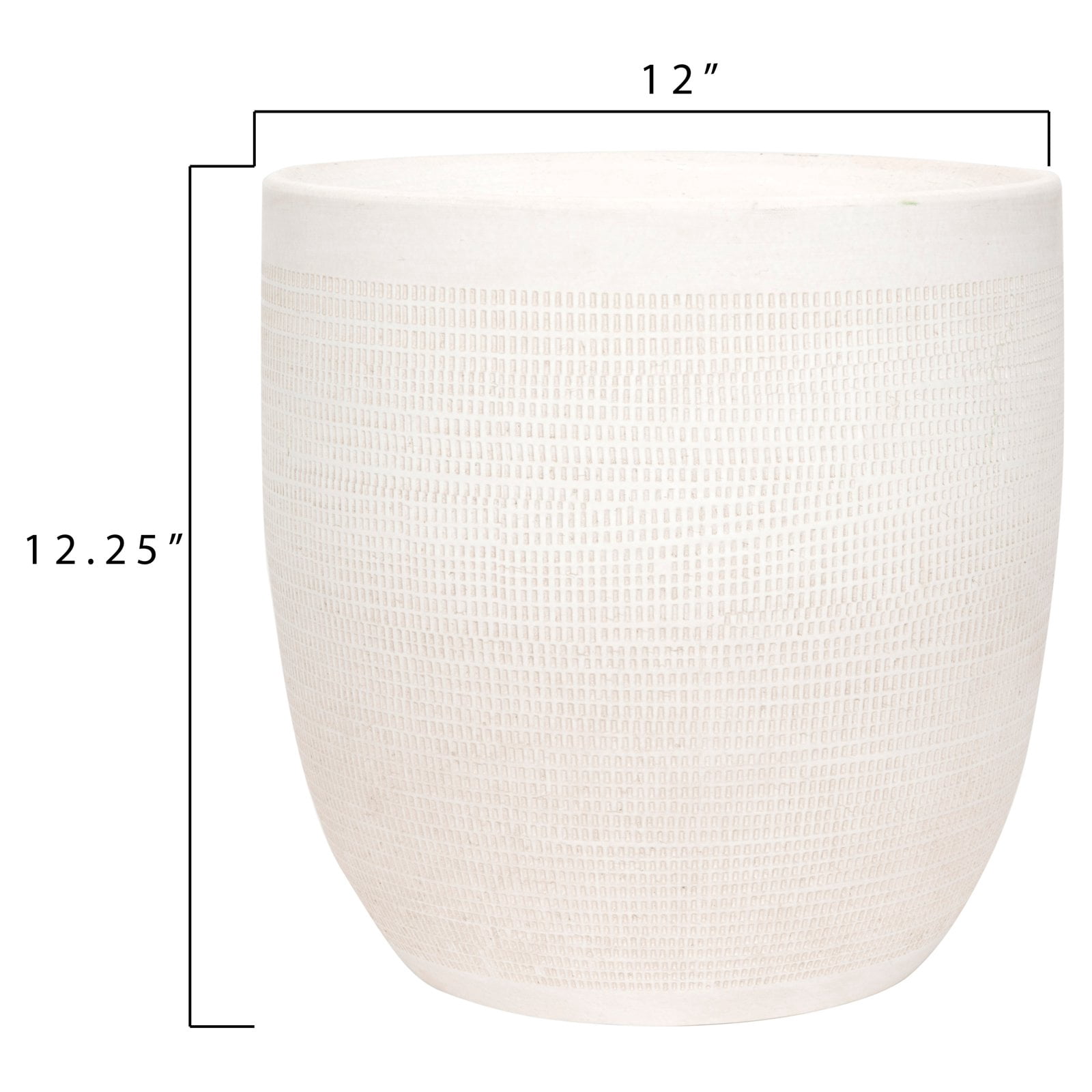 Woven Paths Matte White Textured Stoneware Planter