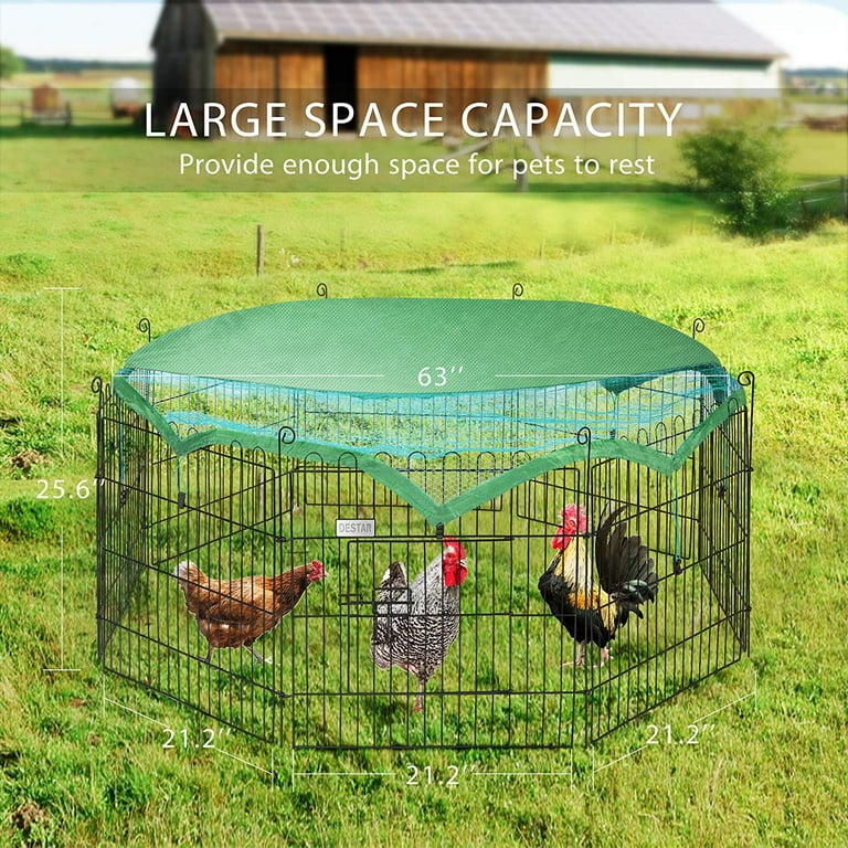 DESTAR 8 Panel Foldable Outdoor Large Backyard Metal Coop Chicken