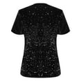 thumbnail image 5 of Xdegoge Women's Sequin Tops V Neck Flutter Short Sleeve Shirts Stretchy Slim Fit Sparkly Party Blouse for Evening, Wedding, Cocktail Outfits, 5 of 9