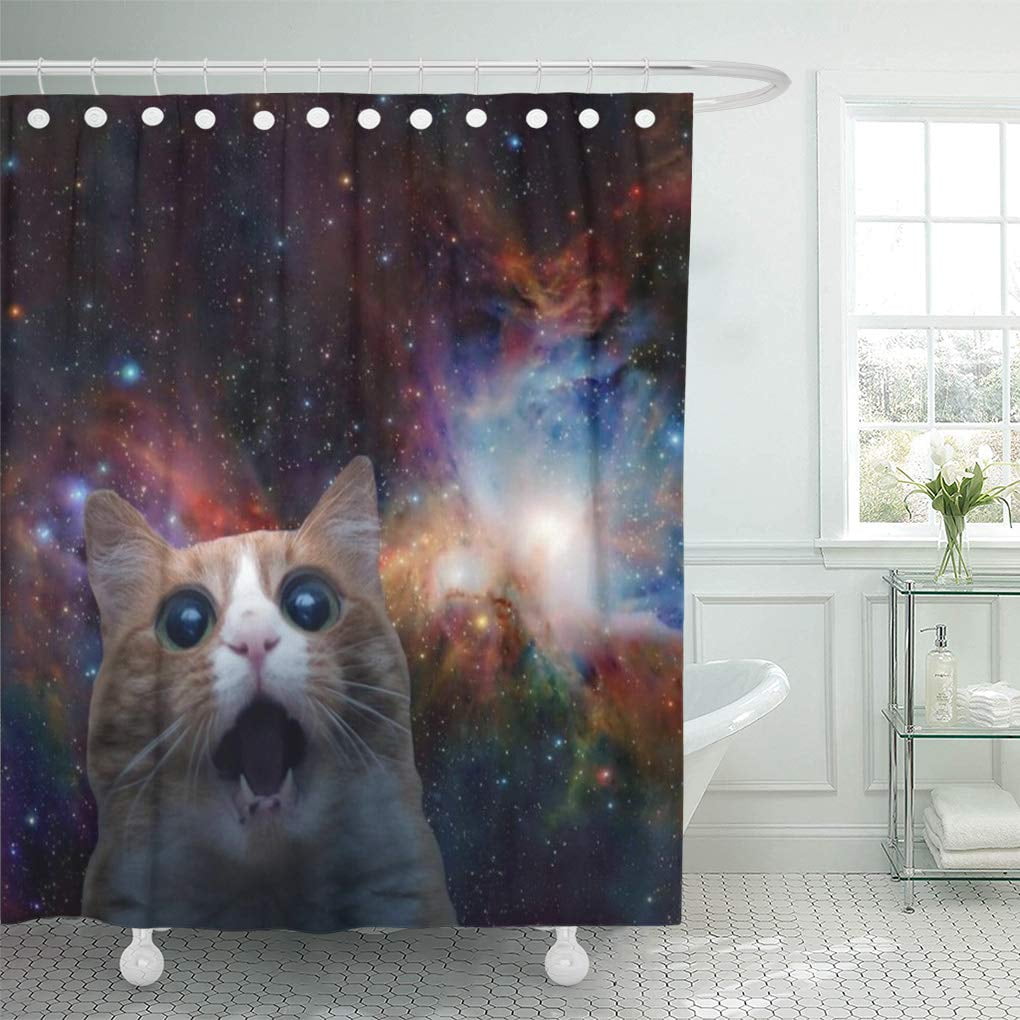 Details about   Fantasy Starry Cute Cat Astronaut Shower Curtain & Hooks Bathroom Accessory Sets 