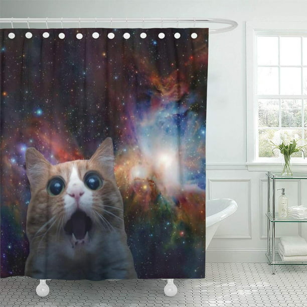 Shower Curtain 60x72 Inch, Space Kitty Shower Curtain