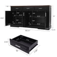 thumbnail image 4 of 63" Fluted Sideboard Buffet Cabinet with Storage,Coffee Bar with 3 Drawers and 4 Doors, Long Wider Modern Accent Buffet Table with Adjustable Shelves for Kitchen, Dining Room,Living Room,Black, 4 of 6