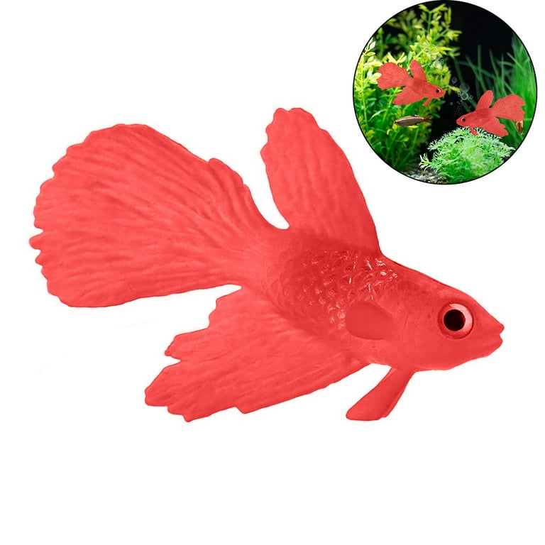 Silicone Artificial Fish Aquarium Decortion High Simulation Lifelike Floating Fake Betta Fish Tank Ornament, Size: Fighting Fish, Red