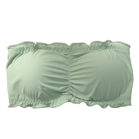 kamemir Wireless Bras for Women Wireless Bra Seamless No- Shapewear Bra  Pullover Bralette with No-Roll Underband(Green L)