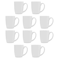Curved Java Coffee Mug Set - 10 Pack - 12 Oz. - Stoneware Restaurant Cups - White