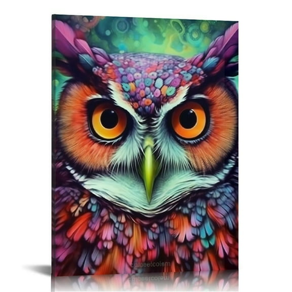 Sheronv Owl Fine Art Aesthetic Poster and Print Wall Painting for Home Office Decor, Ready to Hang Canvas Living Room Bedroom Wall Art 12x16 in