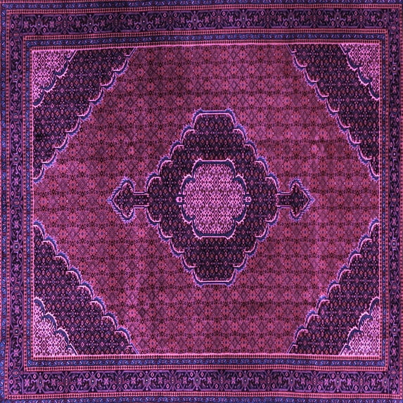 Ahgly Company Indoor Square Medallion Purple Traditional Area Rugs, 7' Square