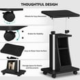 thumbnail image 6 of Walsunny Mobile Podium Standing Rolling Laptop Cart w/Tilt Desktop Adjustable Height Portable Computer Desk on Wheels Black, 6 of 7