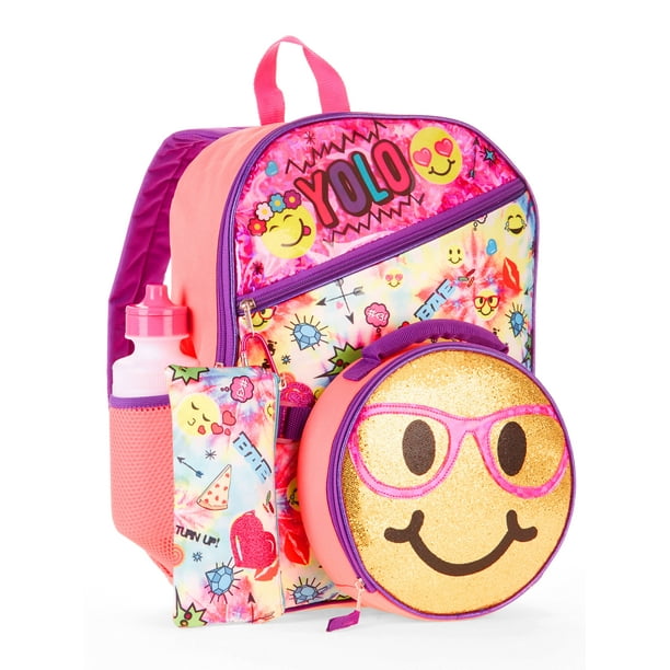 Emoji - Yolo Emoji Sentiment Backpack & Lunch Box 5 Piece Set With ...