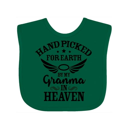 

Inktastic Handpicked for Earth By My Granma in Heaven with Angel Wings Gift Baby Boy or Baby Girl Bib