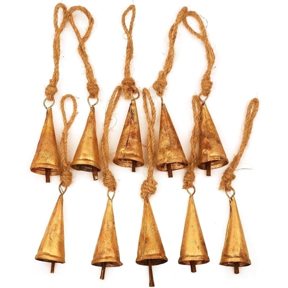 Vivanta Gold Sleigh Bells Small Jingle Bell Ornaments Xmas Decor, Crafting Supplies 10s