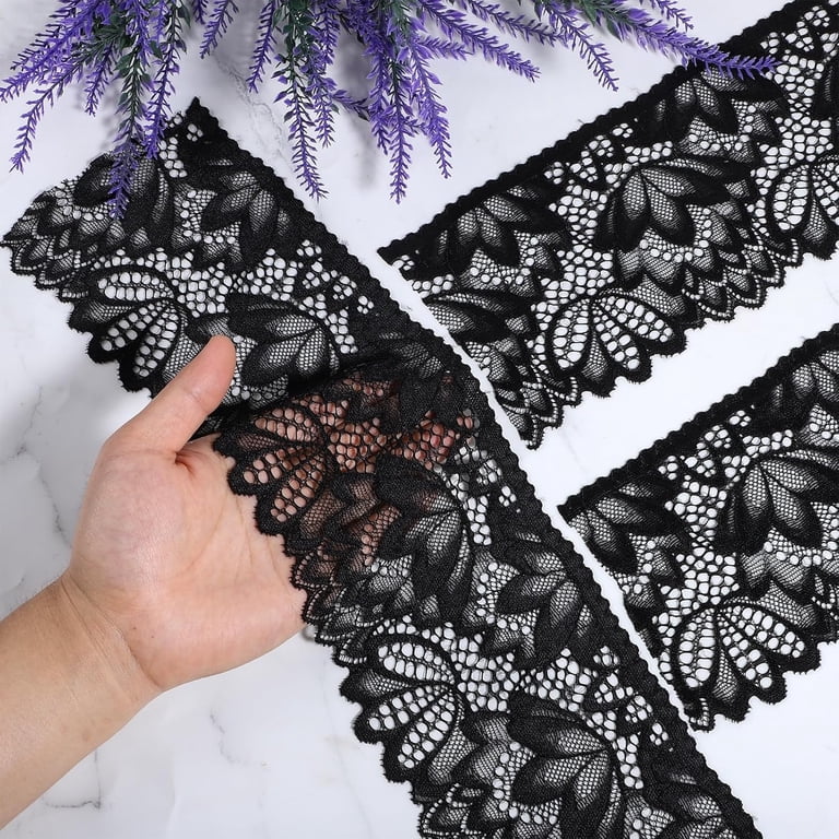 10 Yards Black Lace Trim,4" Black Lace Ribbon,Elastic Vintage Lace Fabric  Applique Ribbon,Floral Stretchy Embroidered Sewing Edge for Wedding Dress,  Bridal Decorations, Sewing Crafts DIY Projects - Walmart.com