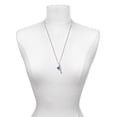 thumbnail image 3 of Delight Jewelry Silvertone Crystal Navy Blue Spinner Silvertone Fearless Bar Charm Necklace, 23", 3 of 4
