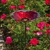 Evergreen Enterprises EG2GM311 BirdbathStake RubyPansy Glass