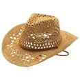 thumbnail image 4 of VNKIDY Classic Women Hats Men Summer Western Cowboy Hat Straw Hat Hollowed Out Sun Hat Solid Color Autumn, 4 of 6