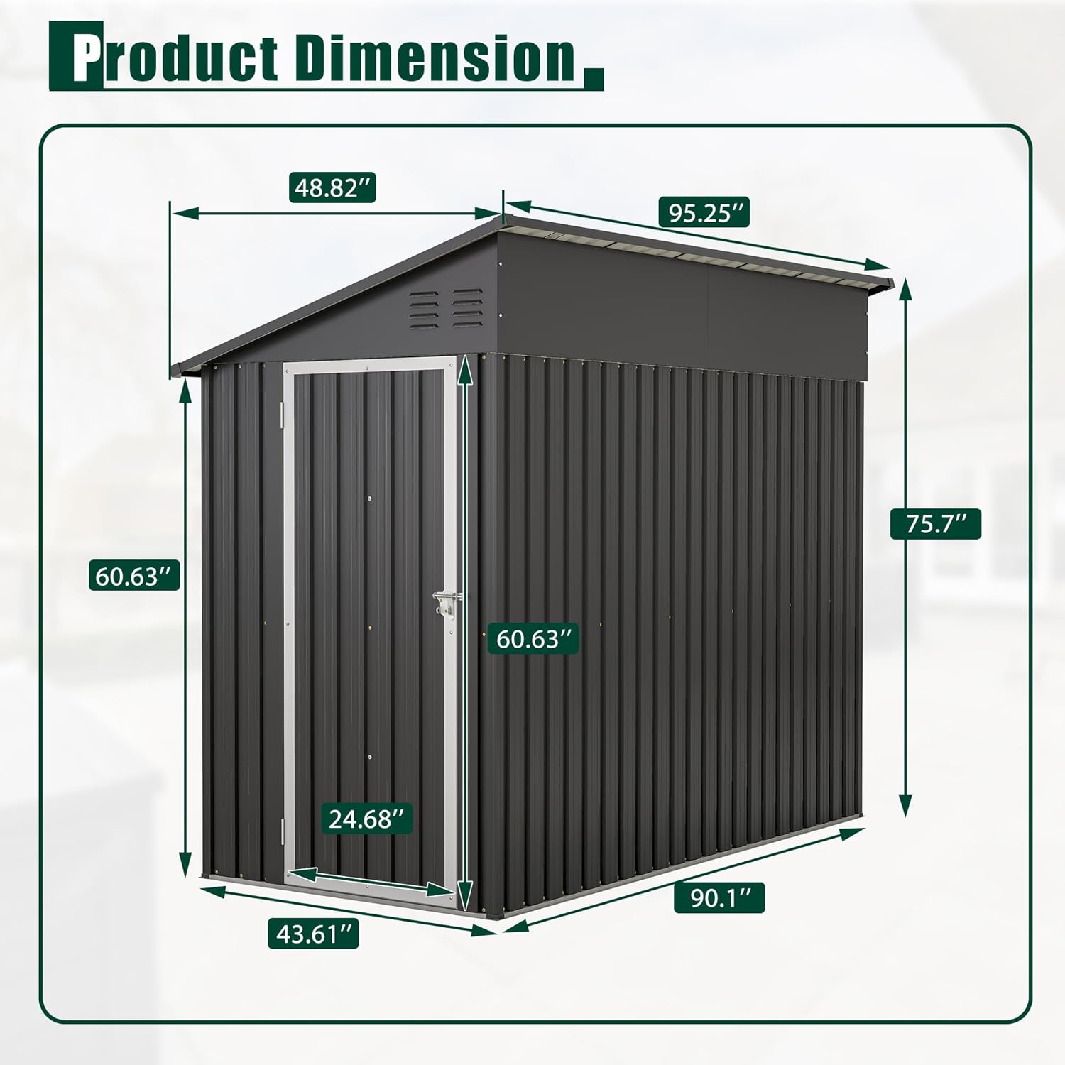 4×8 Ft Lean to Shed with Floor, Metal Outdoor Storage Shed, 4×8 Ft Lean to Shed with Floor, Metal Outdoor Storage Shed