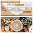 thumbnail image 6 of Moclever Kitchen Pots and Pans Set, 9Pcs Lightweight Aluminum Alloy Nonstick Cookware Set with Detachable Handles Tempered Glass Lids, White, 6 of 12
