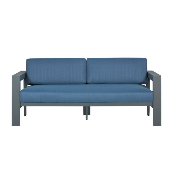Sardinia Aluminum Frame Outdoor 74" Love seat / Sofa - Blue Cushions