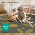 thumbnail image 4 of ODIKA 4'x6' Olive Green Serenity Garden Decorative Washable Area Rug Elegant Floral and Dot Motifs in Harmonious Layout for Bedroom, Reading Nook, Pet Friendly & Non-Shedding, 4 of 7