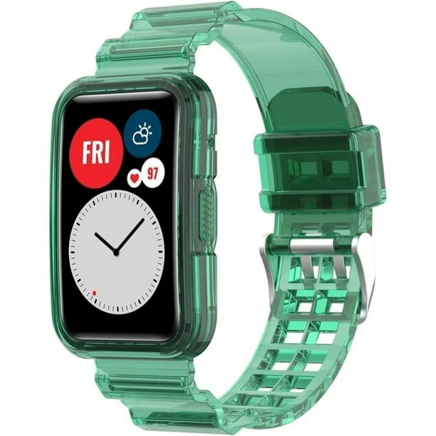 Correa Deportiva para Huawei Watch 1 y 2, Silicona Transparente, Resistente al Agua, con Funda Protectora