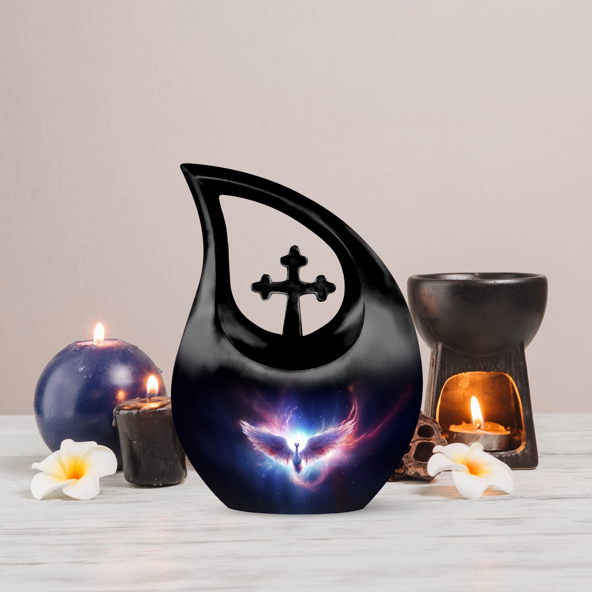 MUKTIVE Phoenix Burial Urns for Ashes for Women & Men, Combo Sets Urns for Human Ashes, Holds 180 Cubic, Funeral Urn for Mother, Gifts for Loss of Mom, (1 Large 10 ", 4 Keepsake 3 ")