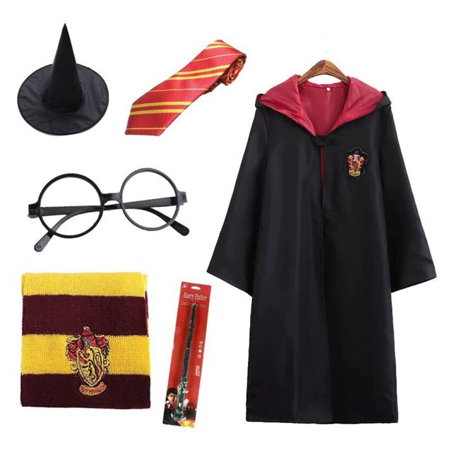 Toga Mágica De La Academia Juego de 6 piezas Potter Cosplay Durable Harry Outfits Negro para adulto (XL) Ehuebsd libre de BPA