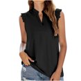 thumbnail image 1 of Moda mujer verano sin mangas Color sólido cuello pico encaje Casual blusa Tops Fridja  qr5878, 1 of 4